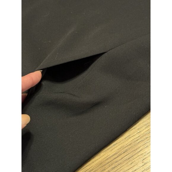 Vince Black Shift Dress Contrast Arms Sz 4 Wedding Guest Formal Poly  Leather - Picture 9 of 14